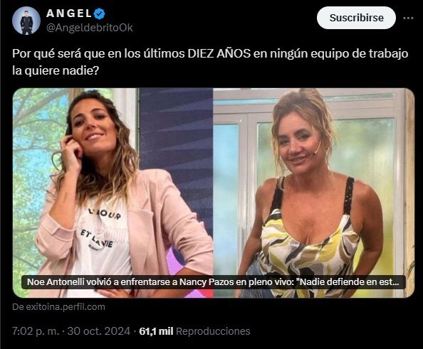 Ángel de Brito contra Nancy Pazos por cruzarse con Noe Antonelli