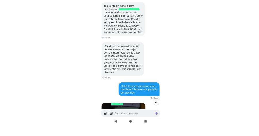 Chat de la esposa de un jugador de Independiente