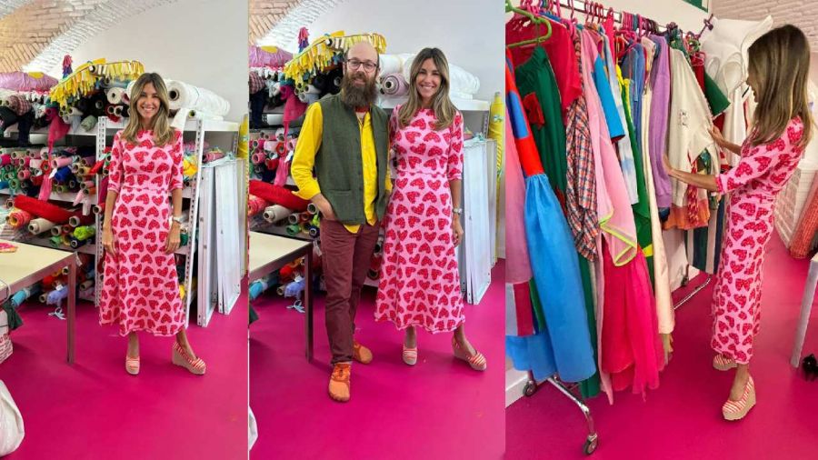 María Belén Ludueña visitó el exclusivo local de la diseñadora Agatha Ruiz de la Prada y lució un llamativo look