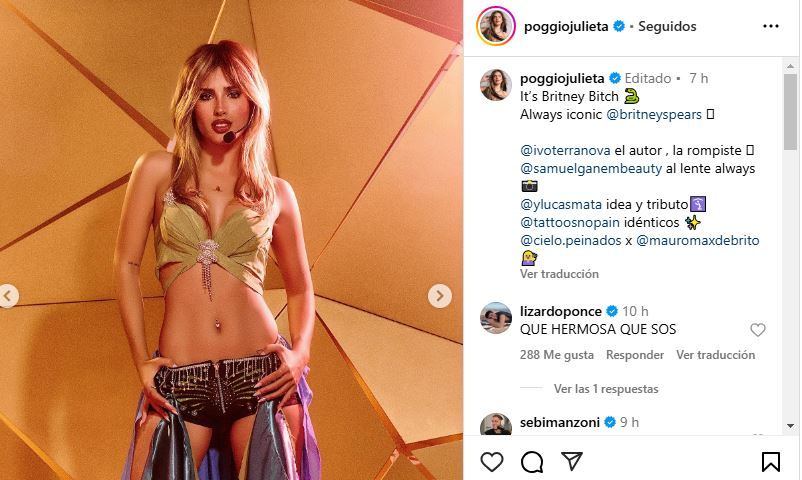 Juli poggio replicó un icónico look de Britney Spearse y causó furor 