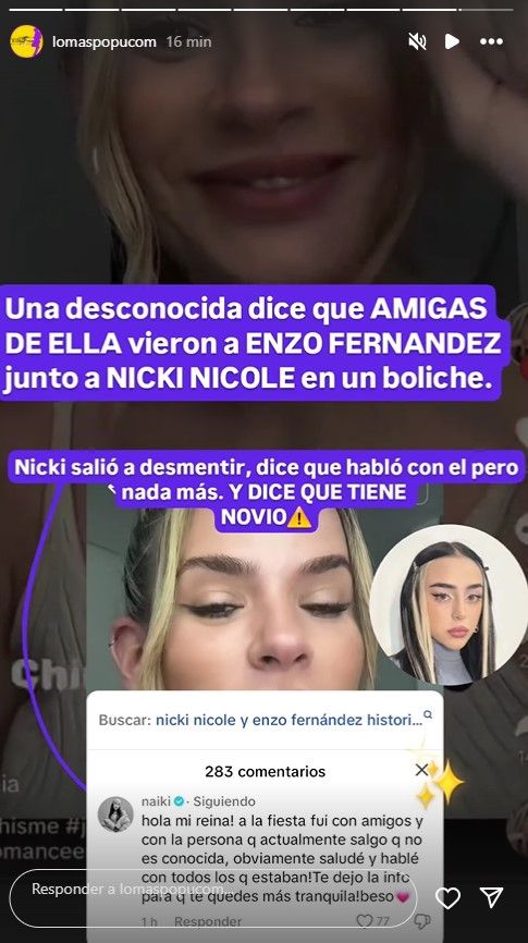 Nicki Nicole desmintió rumores con Enzo Fernández y confirmó que está en una nueva relación