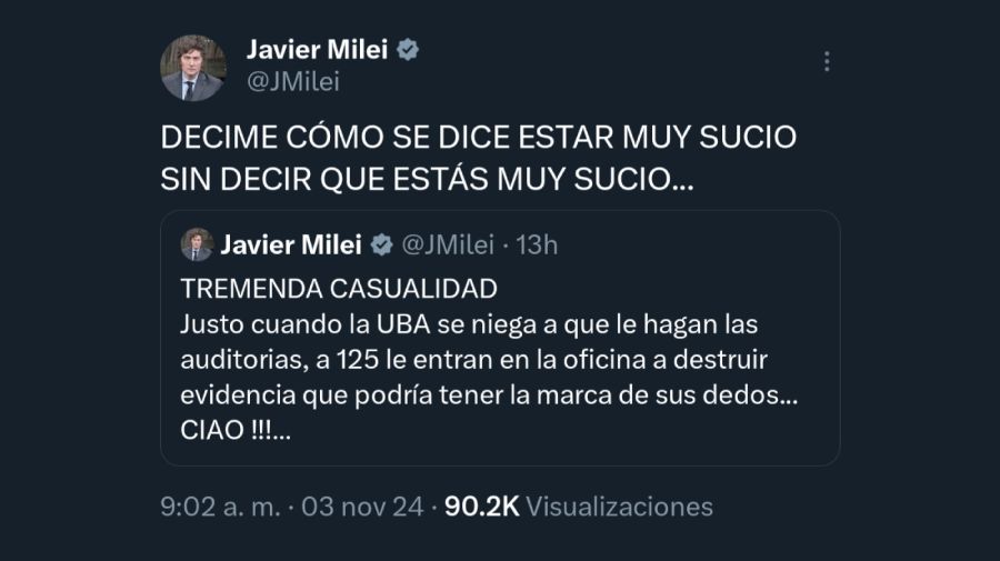 Tweet de Javier Milei