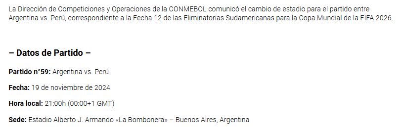 Comunicado Conmebol