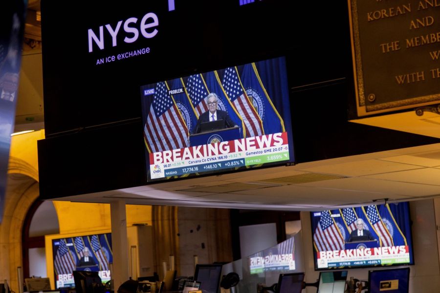 Traders On The Floor Of The New York Stock Exchange As Fed Chair Powell Holds New Conference