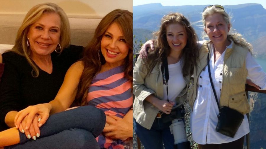 Thalía junto a su hermana, Ernestina Sodi