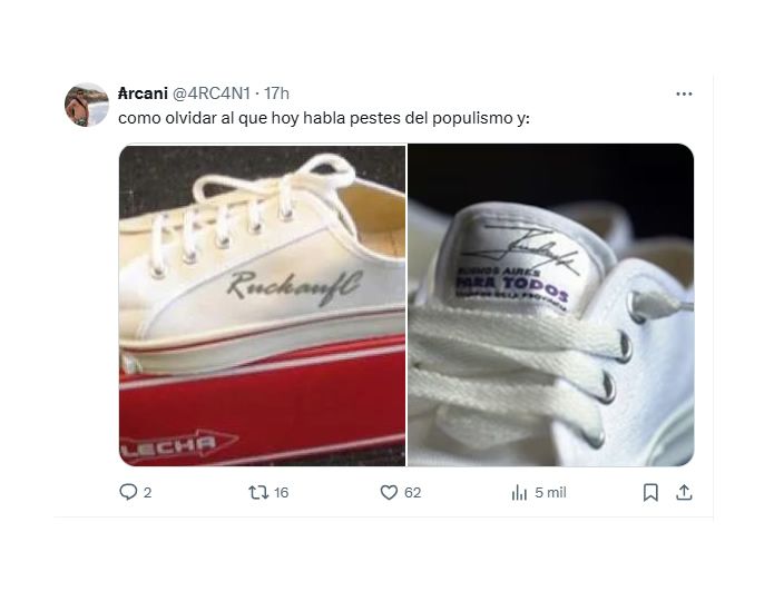 Las zapatillas de la campaña de Ruckauf.