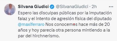 El tuit de Silvana Giudici