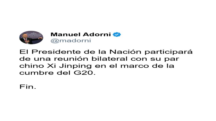 20241116 Manuel Adorni confirmó una reunión bilateral entre Javier Milei y Xi Jinping