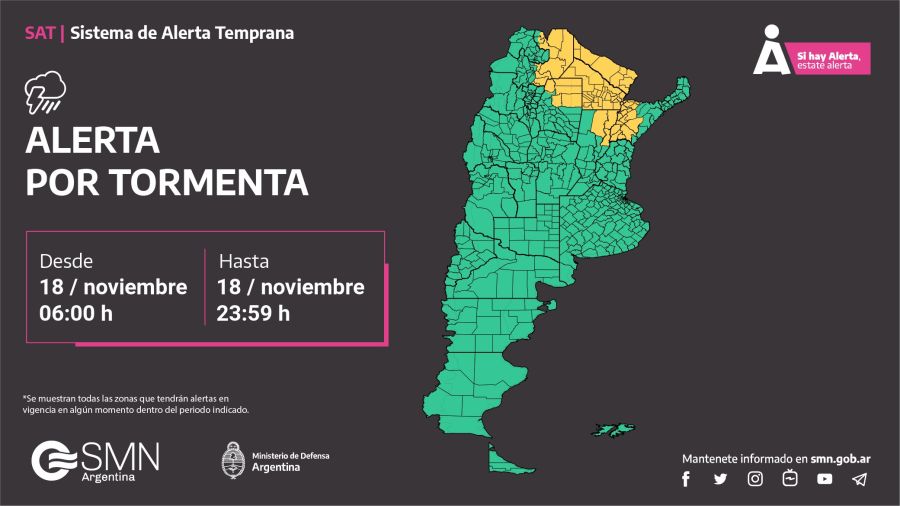 Alerta amarilla por tormentas