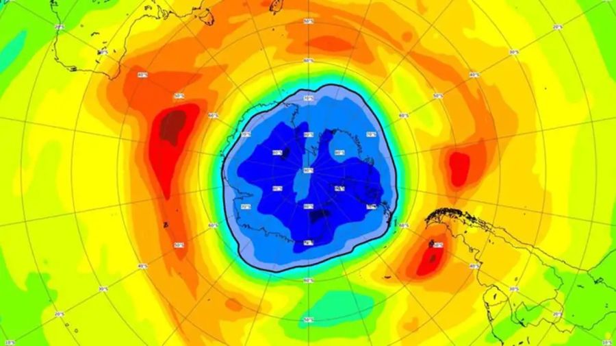 agujero de la capa de Ozono en el hemisferio sur 