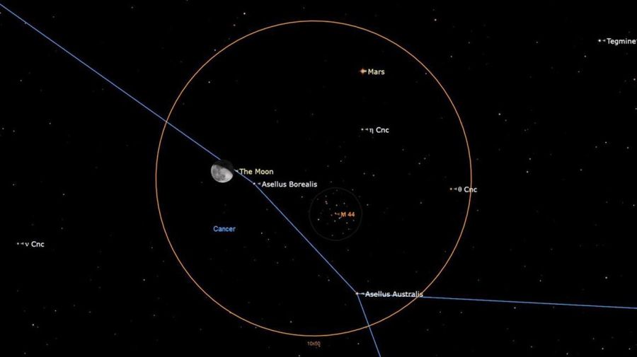 Fenómeno astronómico con Marte y la Luna