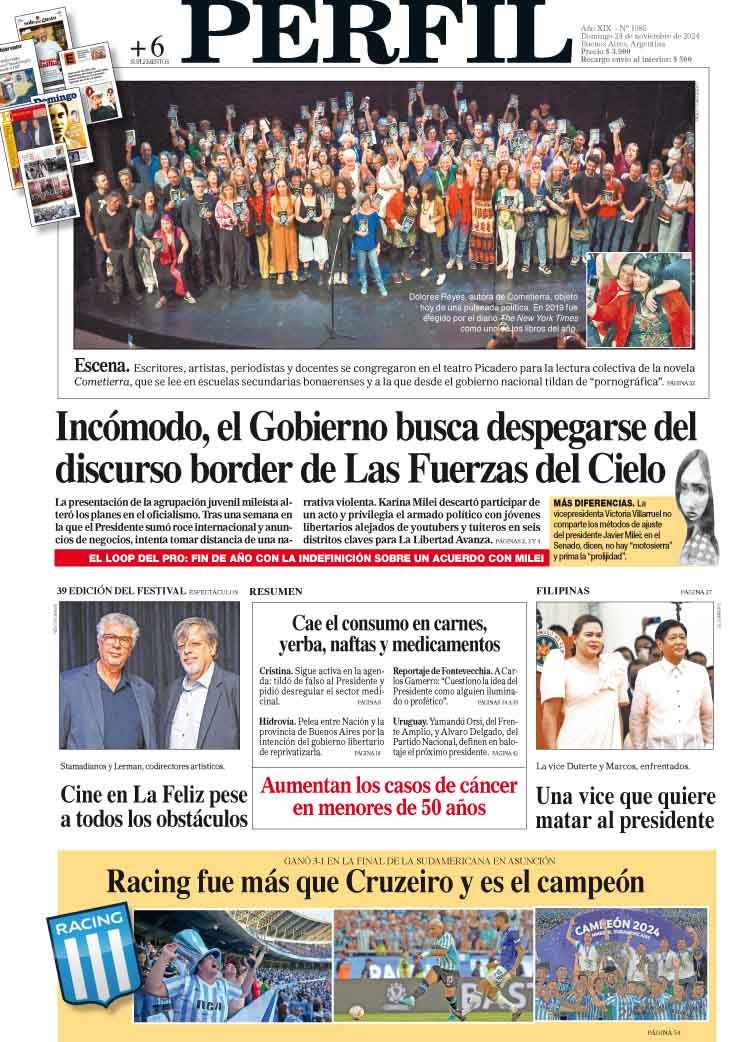 La tapa del Diario PERFIL del domingo 24 de noviembre de 2024