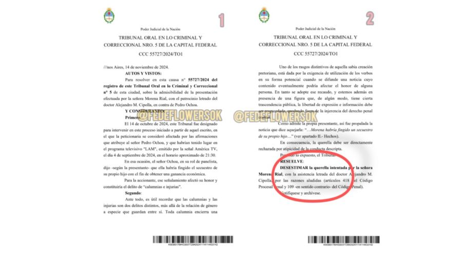 La justicia desestimó la demanda de Morena Rial contra Pepe Ochoa