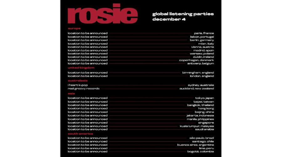 Listening party de rosie de Rosé en Argentina