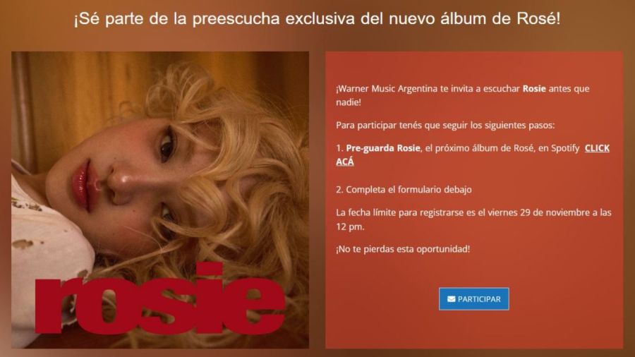 Listening party de rosie de Rosé en Argentina