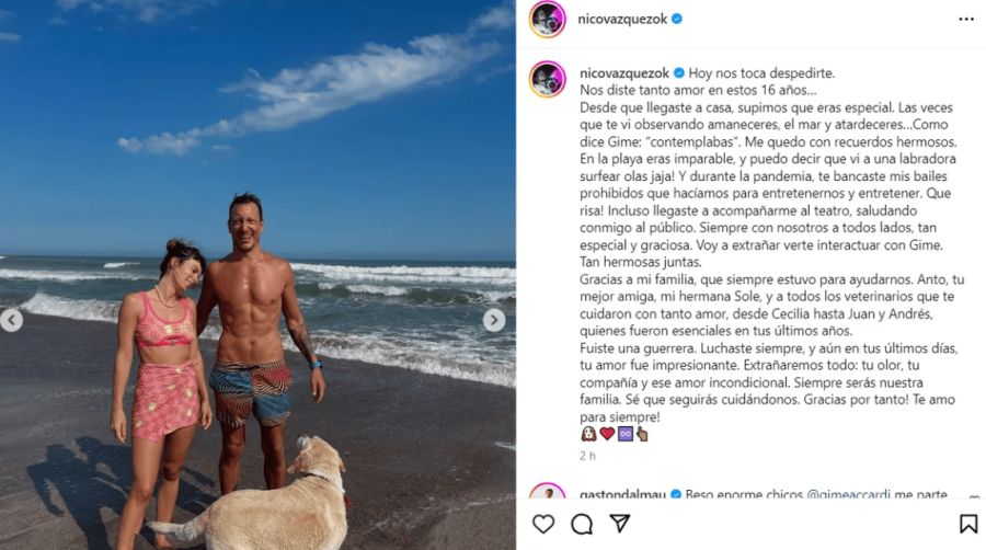 Nicolás Vázquez despidió a su perrita Umma 