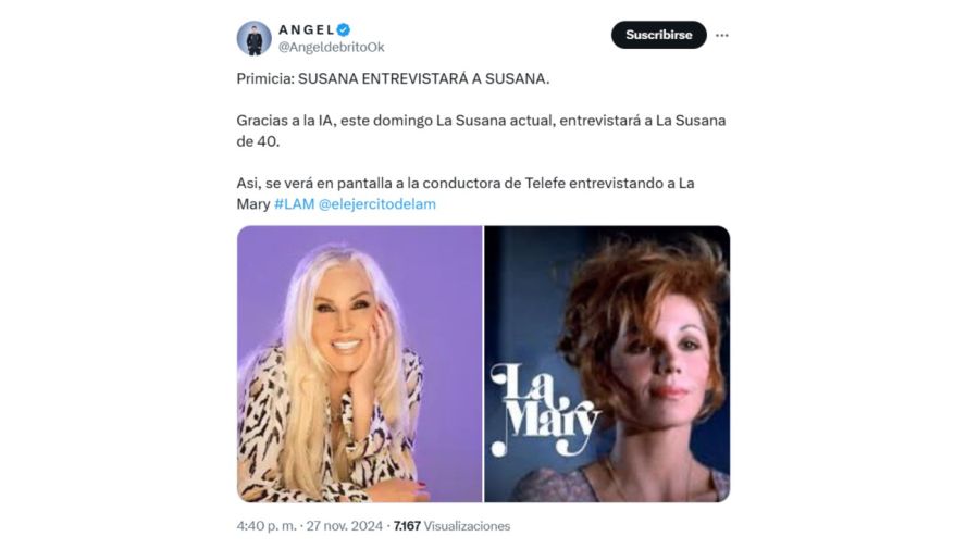 Susana Giménez se entrevistará a ella misma con IA