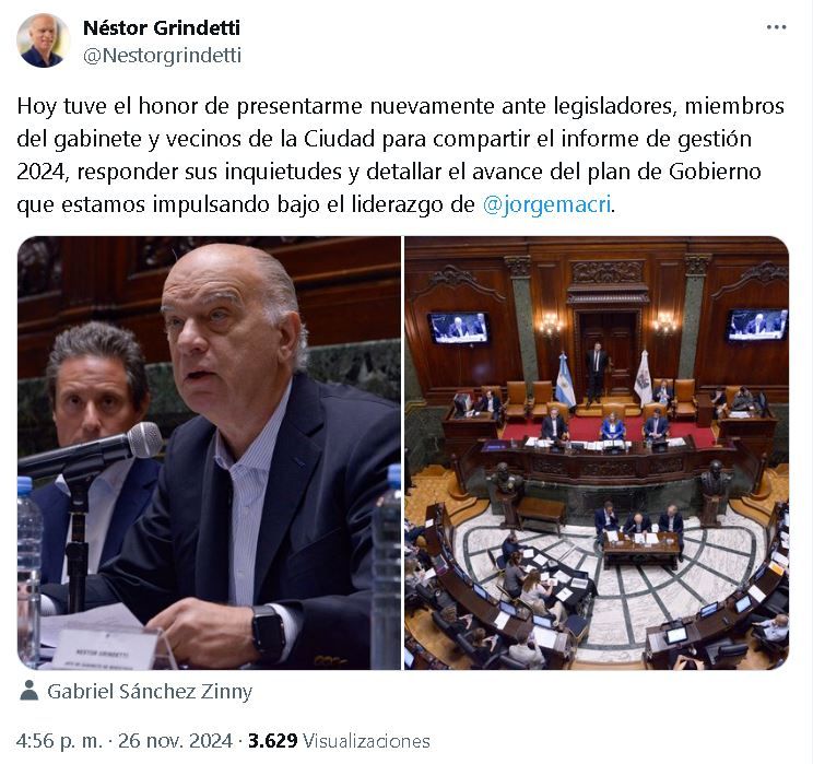 Tuit Néstor Grindetti