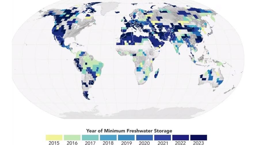 Caída de las reservas globales de agua dulce