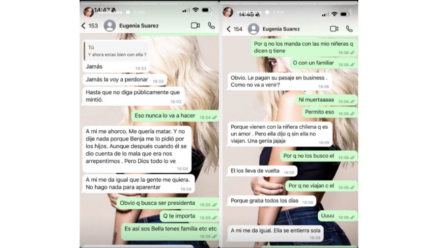 Wanda Nara expuso chats de La China Suárez destrozando a Pampita