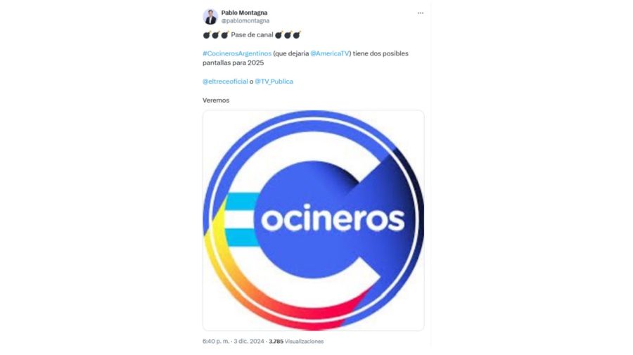 Pase de canal para Cocineros Argentinos