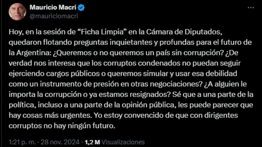 Macri sobre Ficha Limpia