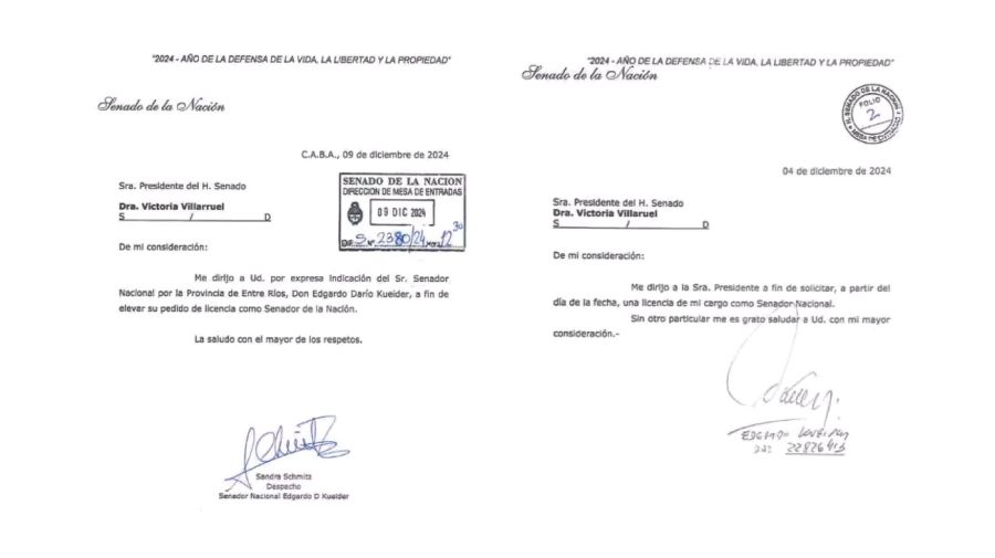 Pedido de licencia al Senado de Edgardo Kueider