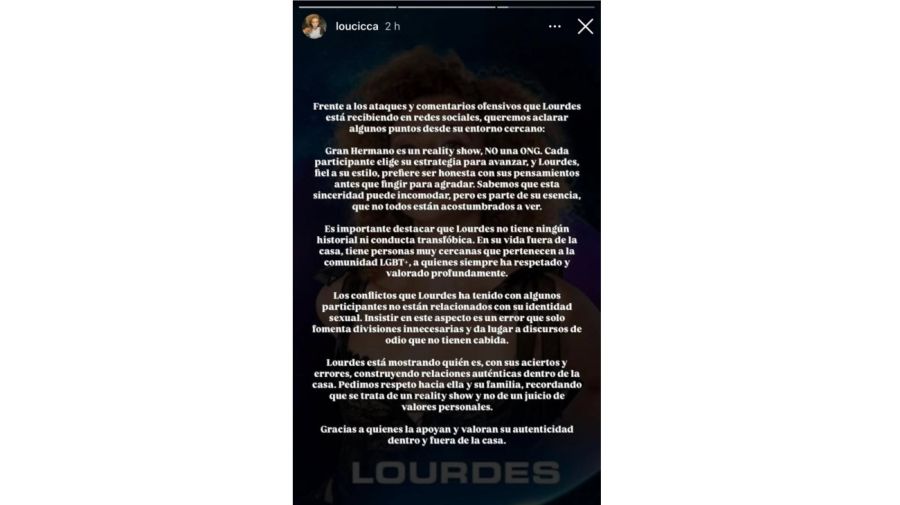 El comunicado de la familia de Lourdes Ciccarone