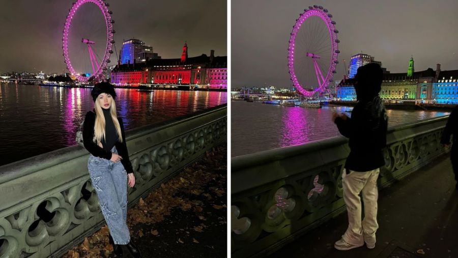 Enzo Fernández y Candela Arizaga en Londres 
