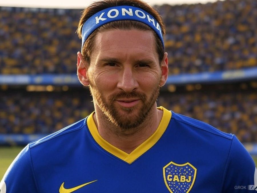 Messi con la camiseta de Boca
