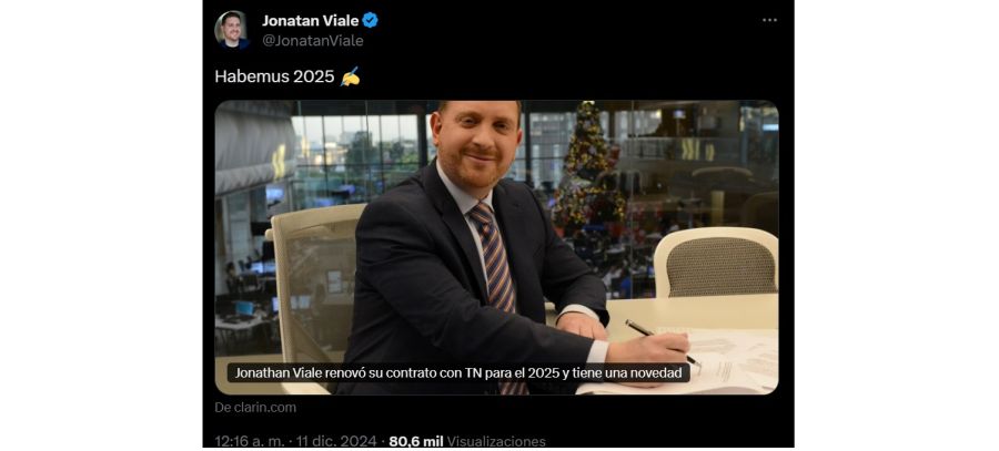 Jonatan Viale confirmó su continuidad en TN