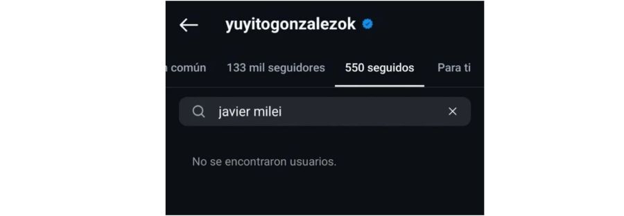 Yuyito González dejó de seguir a Javier Milei