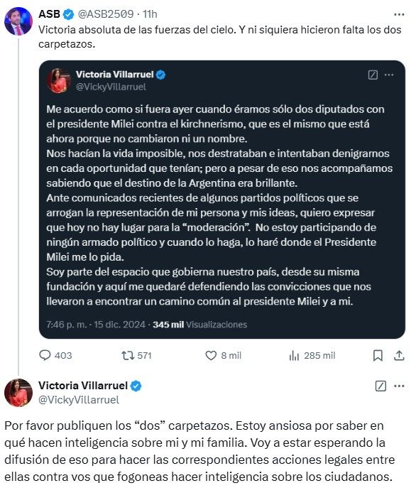 El tuit de Victoria Villarruel