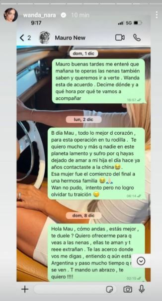 Wanda Nara mostró chats privados de su madre con Mauro Icardi