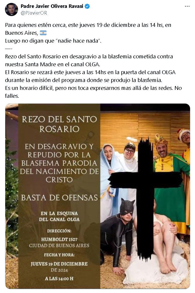 Rezo del Santo Rosario en desagravio a la blasfemia cometid por OLGA