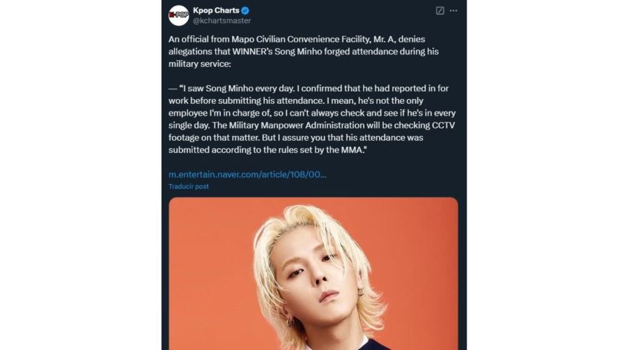 Desmienten informe sobre Song Minho