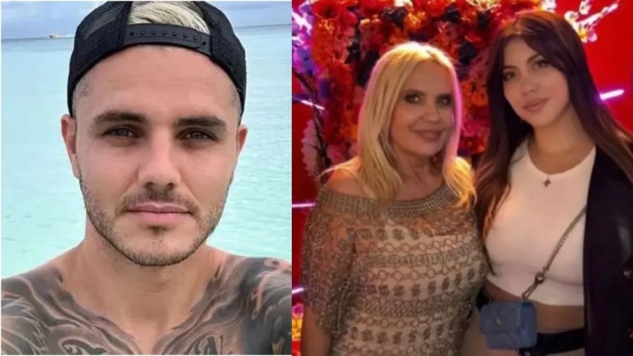 Mauro Icardi y Wanda Nara con su madre