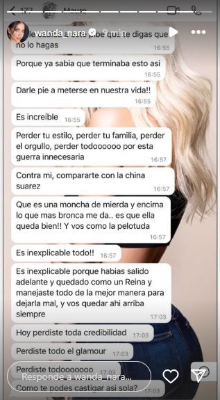 Nuevo round: Wanda Nara mostró nuevos chats y reveló cómo Mauro Icardi habla de la China Suárez