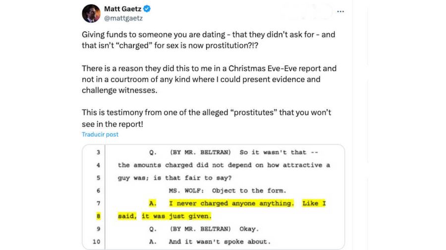 Matt Gaetz Tweet 20241223