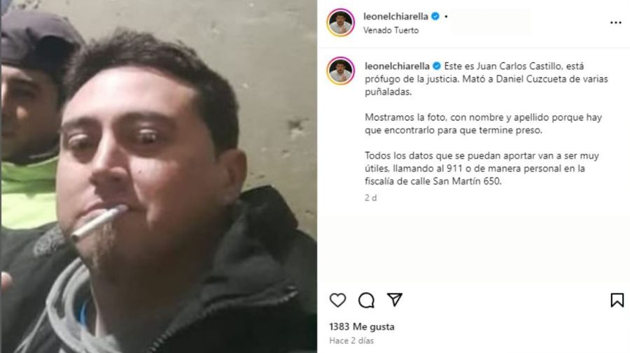 Venado Tuerto: buscan a un asesino que apuñaló a un hombre en un bar y hasta el intendente difundió su foto