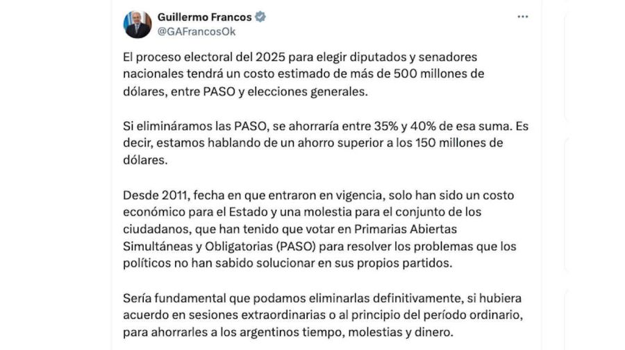 Guillermo Francos Tweet 20241223