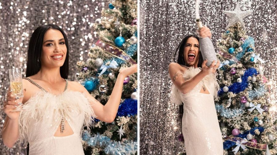 El look blanco y navideño de Lali