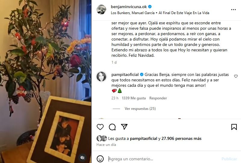 Reacción de Pampita al mensaje de Vicuña