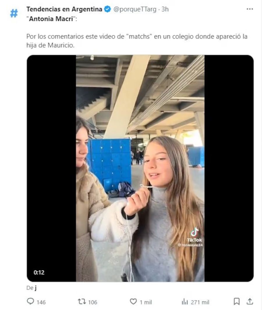 Antonia Macri se hizo viral con un video en TikTok