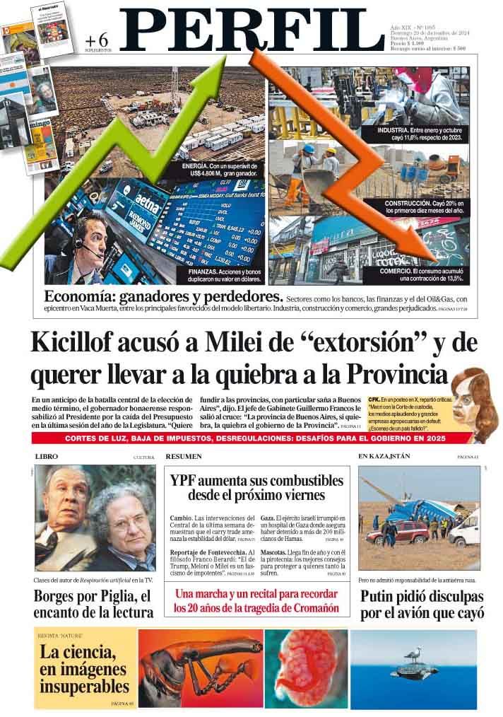 La tapa del Diario PERFIL del domingo 29 de diciembre de 2024