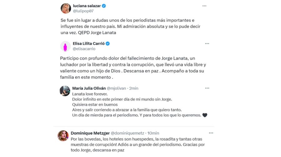 El dolor de los famosos por la muerte de Jorge Lanata