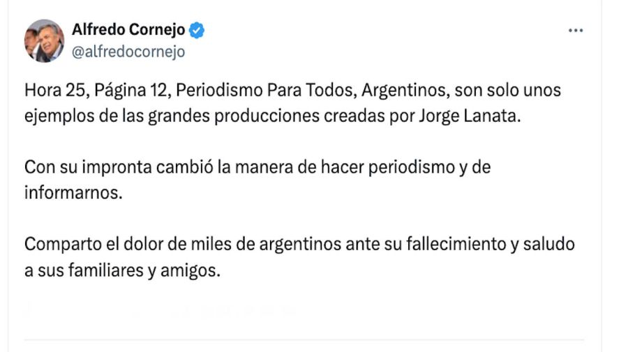 Patricia Bullrich, Mauricio Macri, Alfredo Cornejo, Maxi Ferraro, Pamela Verasay y Elisa Lilita Carrió Tweet 20241230