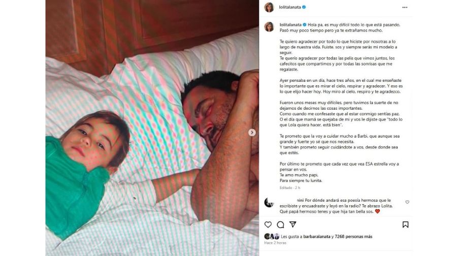 Mensaje de Lola Lanata por la muerte de su papá Jorge Lanata