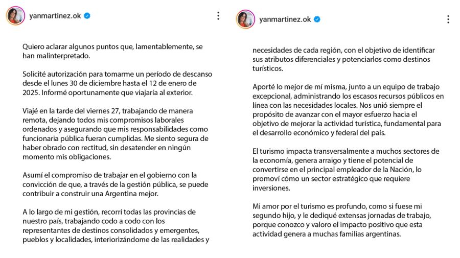 Descargo de Yanina Martínez