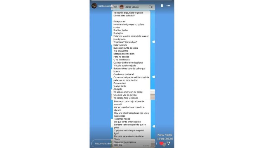 Poema de Jorge Lanata a su hija Bárbara Lanata